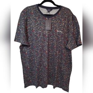 Ben Sherman Men's Short Sleeve T-Shirt Coven Outdoor Navy Floral Size 2XL New